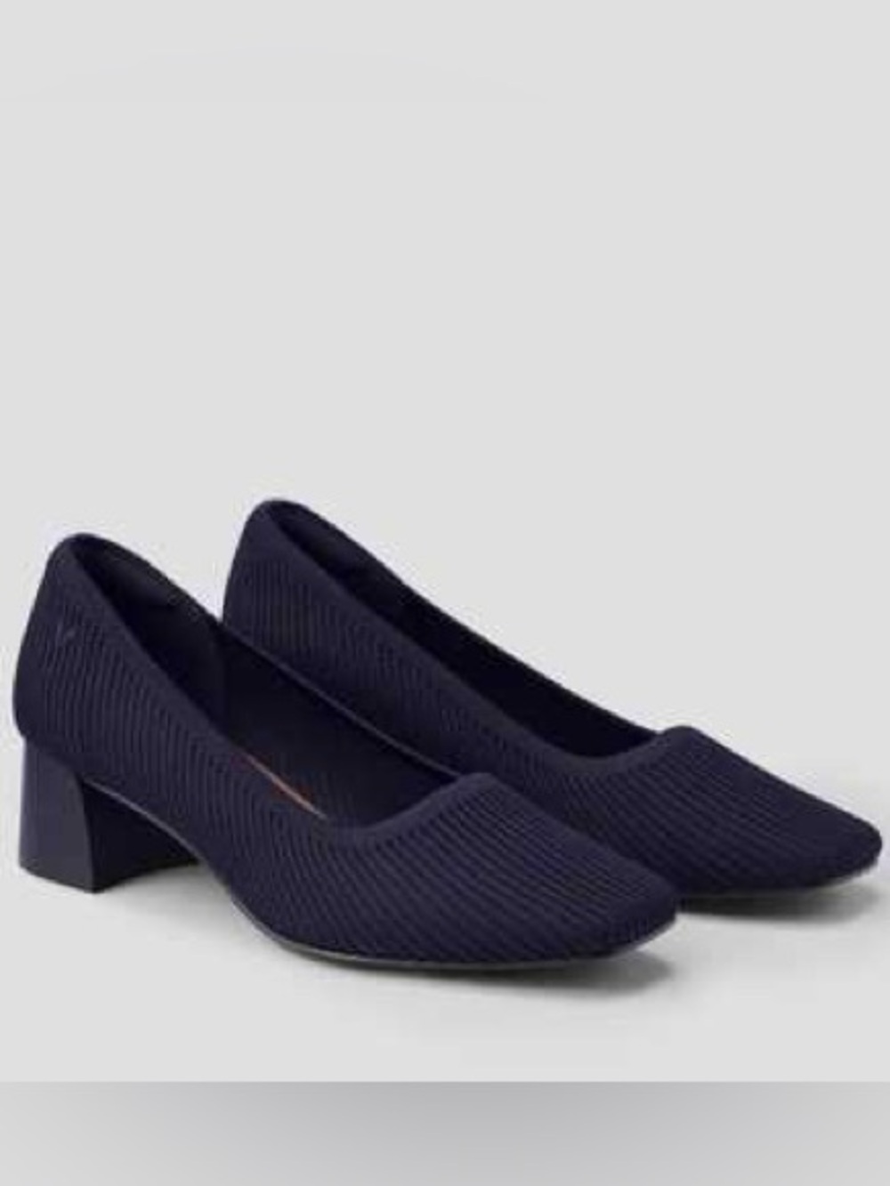 Vivaia heels shoes 39 9 navy blue melody square toe heels pumps knit minimalist
